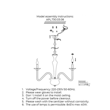 Suspended chandelier NITA E14 320W-14