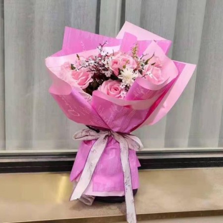 Matte Flower Film "News Love", dark purple, 60 x 60 cm-5