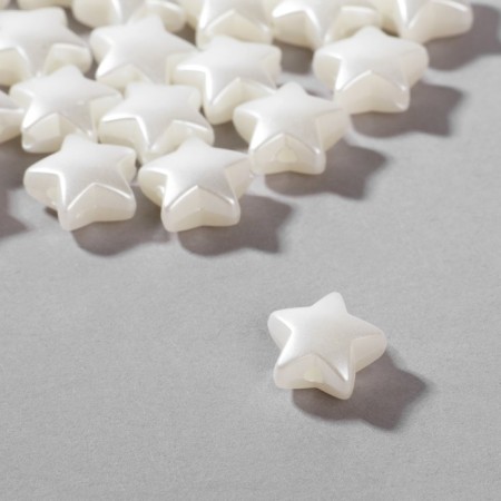 Plastic beads "stars", set 50 pcs., 1.1 × 1.1 × 0.5 cm, white color-1