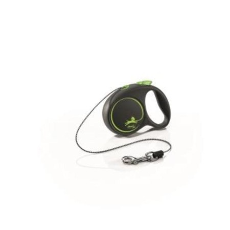 Roulette Flexi Black Design Xs (up to 8 kg) 3 m cable, black/green