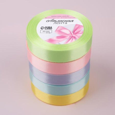 A set of satin ribbons “Tender”, 5 pcs, size 1 tape: 20 mm × 23 ± 1 m-2