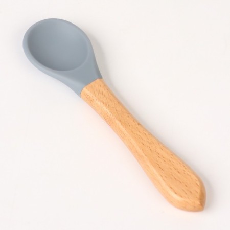 Baby plate on a suction cup, spoon, m & b, gray-8