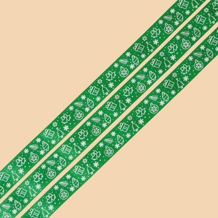 Decorative repression tape "New Year's toys", green, 2 cm × 5 m-2