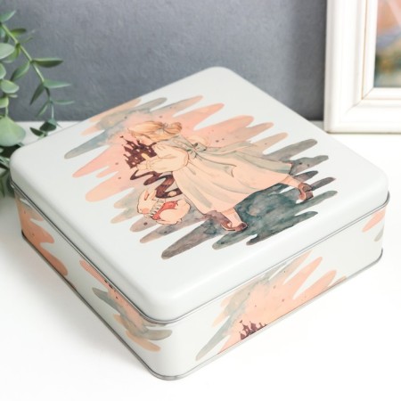 Casket Metal Square "On the way to the castle" 5.8x17x17 cm