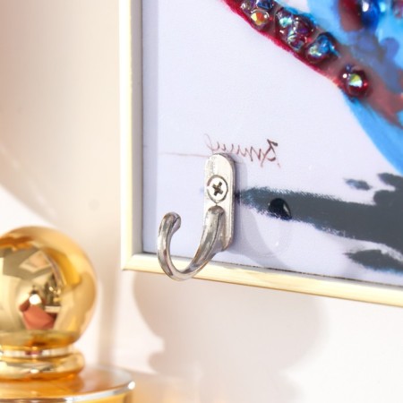 Key plastic, MDF 3 hooks "cup cat" rhinestones, gold 18.5x1.8x23.5 cm-2