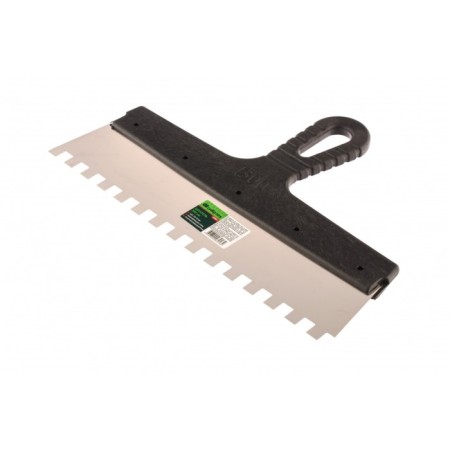 Spatula SIBRTTS 85501, tooth 10x10 mm, stainless steel, plastic handle, 300 mm