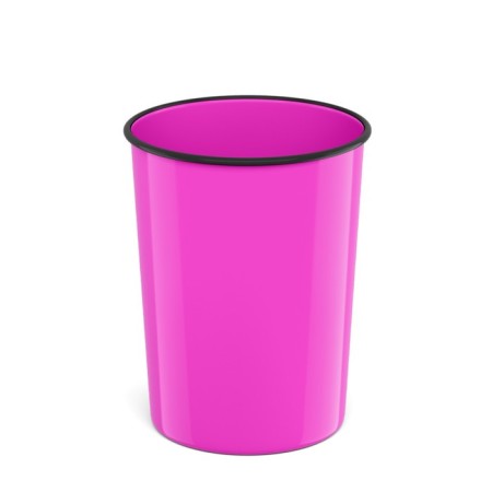 Basket for papers and garbage 13.5 liters Erichkrause Neon Solid, plastic, cast, pink