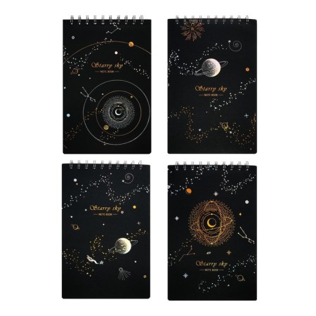 A5 sketchbook, 30 black sheets on the crest, "cosmos", solid substrate, density 110 gr., Mix