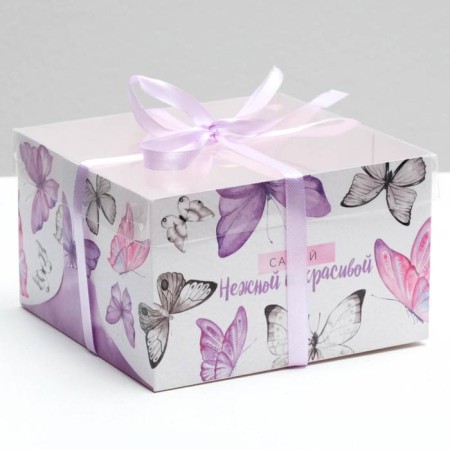 Capcake box, confectionery packaging, 4 cells “The most tender and beautiful”, 16 x 16 x 10 cm