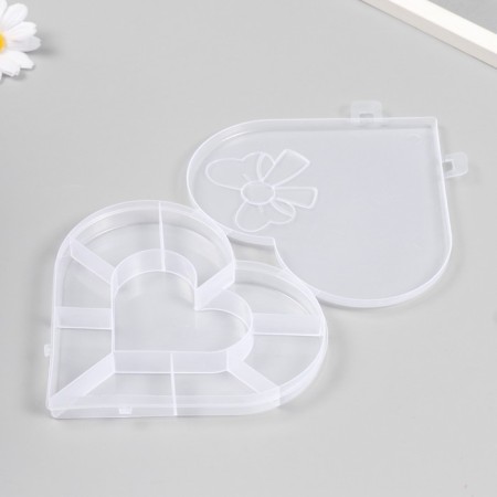 Casket Plastic for trifles "Heart with bantik" Transparent 9 departments 15.5x14x1.8 cm-3