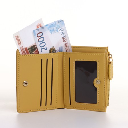 Women's wallet on the button, yellow color-4