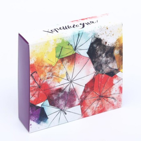Box for 9 sweets with a shell "Umbrella" with a window of 14.5 x 14.5 x 3.5 cm-1