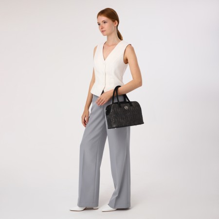 Sakvyazh Bag "Golden Rain" with lightning, external pocket, long belt, dark gray color-8