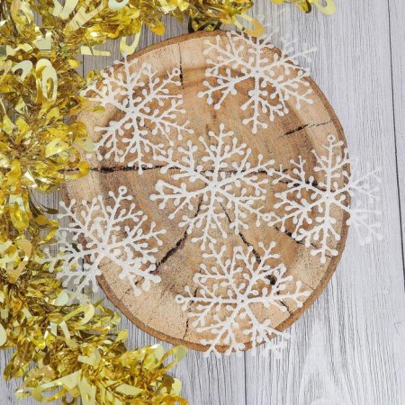Christmas tree decoration "Small Snowflake" (set of 6 pcs) D-8 cm, white