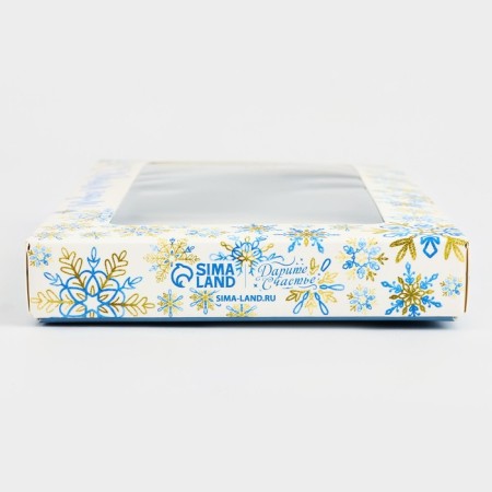 Box for chocolate "Snowflakes", with a window, 9.4 x 1.7 x 18.4 cm, New Year-4