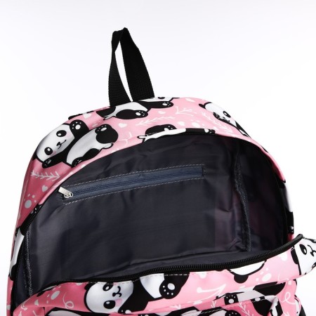 A backpack with a zipper, 3 outer pockets, pink color-5
