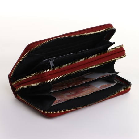 Women's wallet on lightning, burgundy color-3
