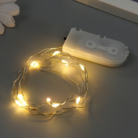 LED thread for souvenirs color white 10 diodes length 1 m from batteries 2xcr2032