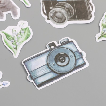 Stickers for creativity "Cats, blue flowers and photos" 3.5x5 cm set 40 pcs 9.4x8.4x0.5 cm-1
