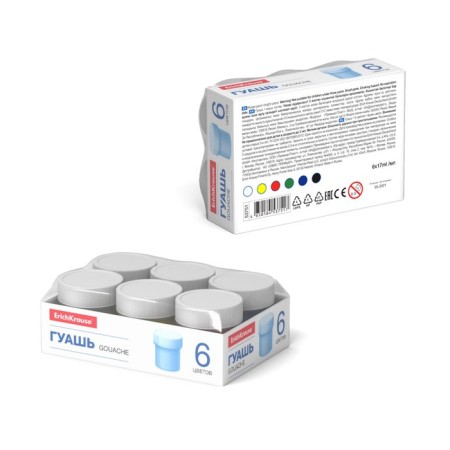 Гуашь 6 цветов х 17 мл, ErichKrause Basic light pack, в поддоне-3