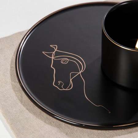 Tea couple ceramic with a spoon "Silhouette", 2 items: 260 ml mug, plate d = 19.6 cm, MIX drawing-5