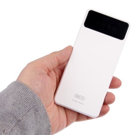 External BYZ W79, 10,000 mAh, Type-C, USB, 2 A, display, cable 4, display, white-8