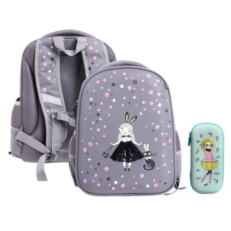 Frame backpack 38 x 30 x 20 cm, + pencil case, Bruno visconti "wonderful mood"