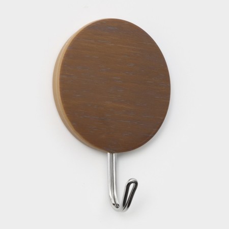 Hooks of self -adhesive fraction "wooden circles", 3 pcs, brown color-2
