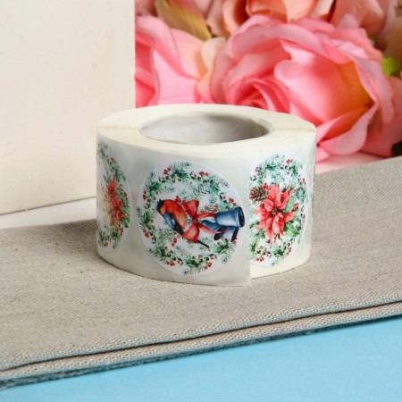 Stickers in the rolls "Wreaths", 500 pcs, 3.8 x 3.8 cm-2