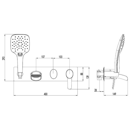 Bath mixer and shower Lemark Atlantiss LM3224C, built -in, chromium color-2