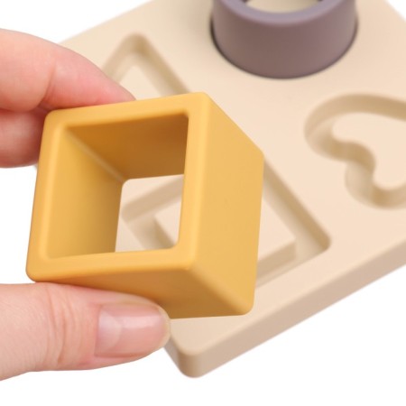 Developing toy - sorter “Study figures”, food silicone, beige color, Mum & Baby-6