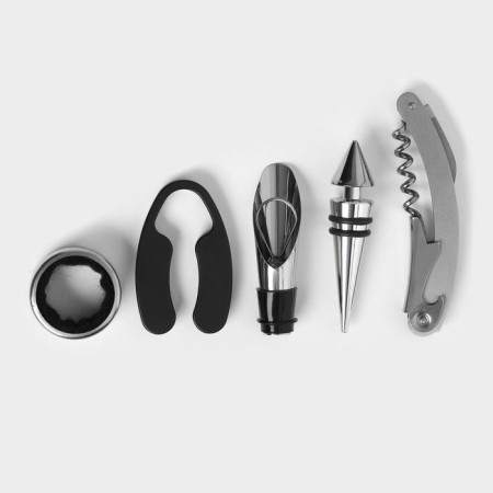 Set for wine in the case of the valve "Bottle", 5 objects: traffic jam, ring, drip, corkscrew, knife for cutting foil-3