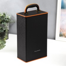 Casket wood, leatherette for 2 bottles 