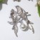 Brooch "Birds" Swifts, white-blue color in silver