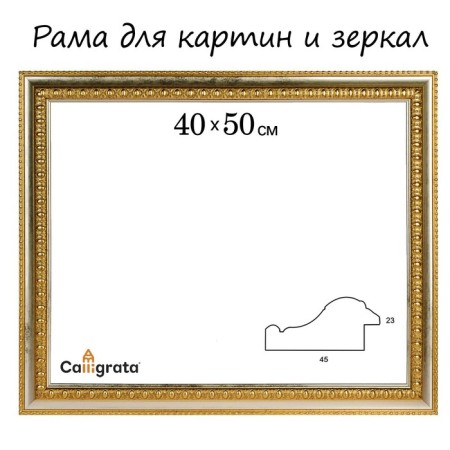 Frame for paintings (mirrors) 40 x 50 x 4.5 cm, plastic, calotta, gold