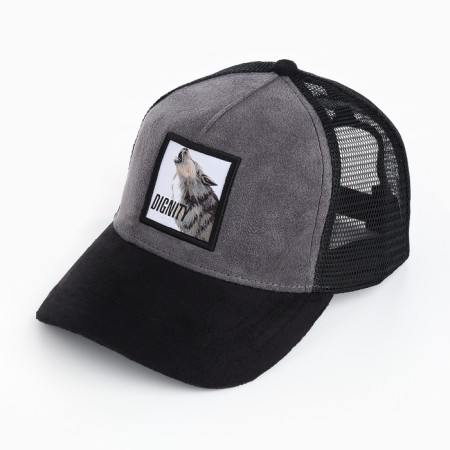 Men's cap with a DIGNITY grid, black color, rr 56-2