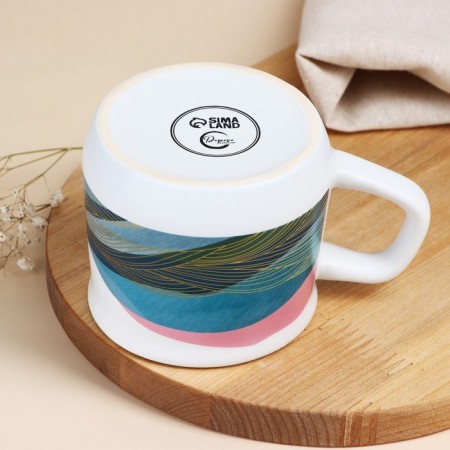 Ceramic mug "Mountains", 380 ml, white color-2