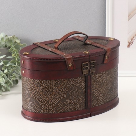 Casket Wood is aged "Damascus and flowers" oval 18x30x19 cm-3
