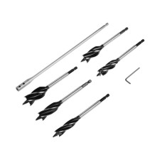 A set of drills on a wooden tundra, a hexagonal tail., With an extension cord, 16-25 mm, 5 pcs.