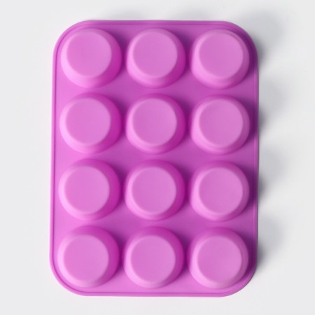 Baking uniform “Circle”, silicone, 29 × 22 × 3 cm, 12 cells, d = 6.5 cm, color mix-2