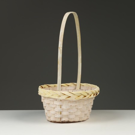 Wicker basket, d23 x 17 x 10/36 cm, yellow, bamboo-1