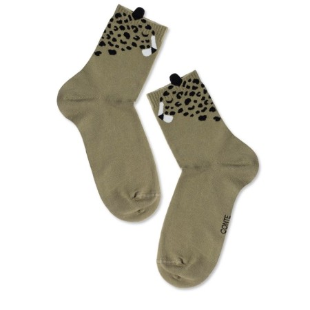 Women's socks with Pikot Conte Elegant Leopard, size 25, Khaki color-3