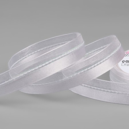 Decorative tape, nylon/satin, 15 mm, 9 ± 0.5 m, white color