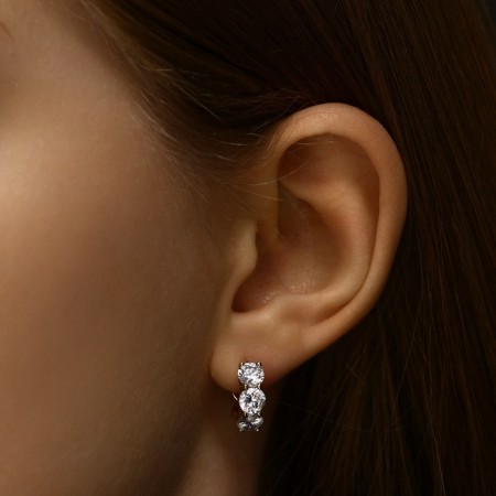Hooping earrings Xuping Bright star, white color in gold, D = 1.5 cm-1