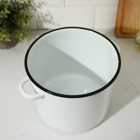 Pan without a decolle, 5.5 l, induction, metal cover, white color-4