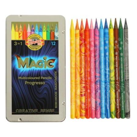 Pencils Color all-script 12 colors Koh-I-Noor Progresso Magic 8772, metal pencil case