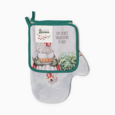 Set of kitchen shade "Kurochka": mittens 20x28 cm, severity 17x17 cm, 35% cotton, 65% p/e-5