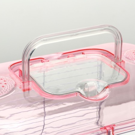 A cage for rodents with a tunnel and filling, 32 x 21 x 55, cm, pink-11