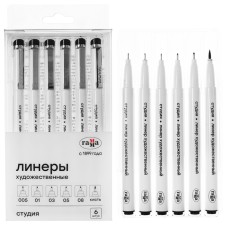 A set of capillary handles, Liners Gamma Studio, 6 pieces: 0.05, 0.1, 0.3, 0.5, 0.8, 1.0, black