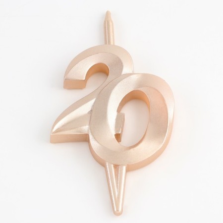Candle in the cake "Jubilee", number 20, 10 cm, champagne-2